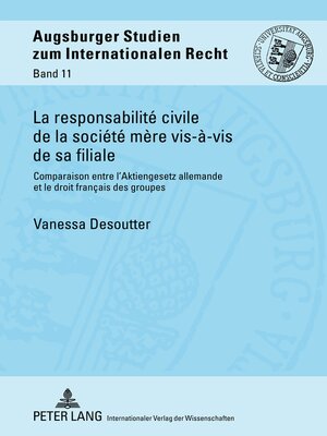 cover image of La responsabilité civile de la société mère vis-à-vis de sa filiale